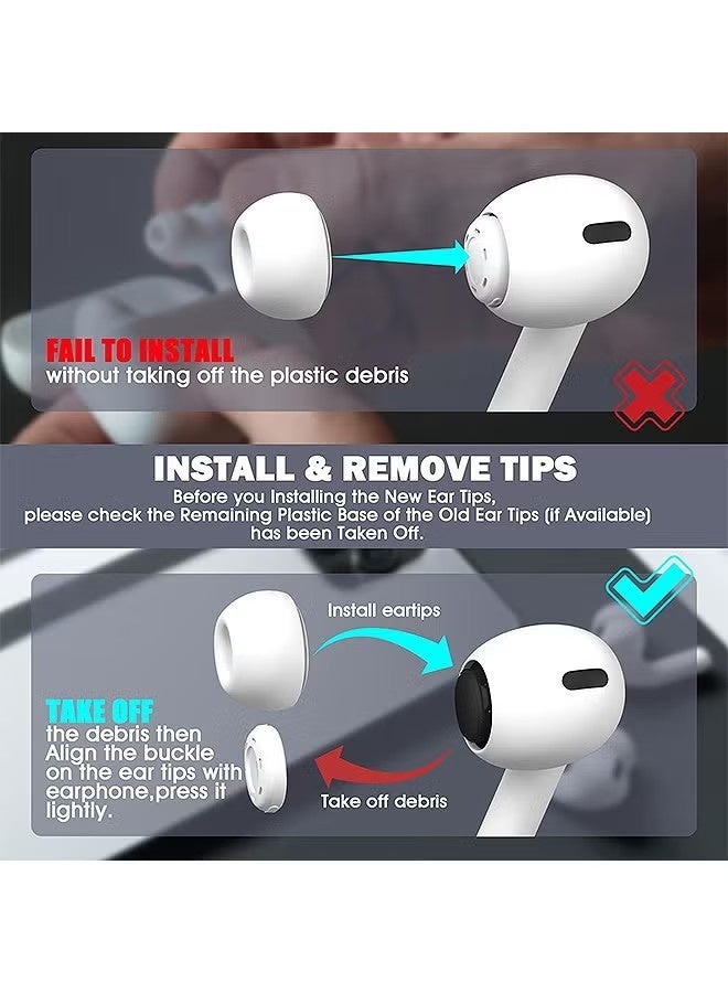 4 Pairs Replacement Ear Tips for AirPods Pro 2nd/1st Generation with Portable Storage Box & Cleaner Pen,Noise Reduction Holewith & Built-in dust Guard Screen,Silicone Ear Tips for AirPods Pro (White) - Image 4